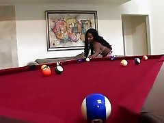 Hardcore black fuck on a pool table