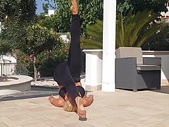 Selena's yoga exercises and foot fetish