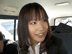 Japanese model Kasumi Ueamura enjoys getting pleasured in the car