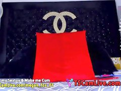 Colossal One Eyed Monster Transsexual In White Lingerie Webcam Show Part 2