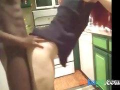 Interracial Couple Fucking In Kitchen