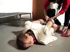 Slender amateur babe introduced to hardcore lesbian bondage