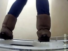 Fine pale skin booty of a white teen filmed nude in the toilet