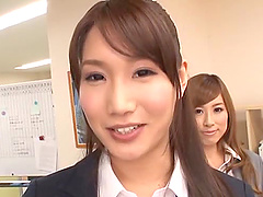 Beautiful japanese av models are hot office chicks pleasing their boss