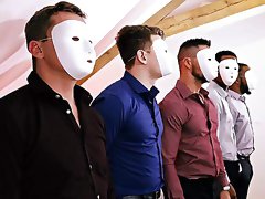 Masked men share their performance with the same women in gangbang
