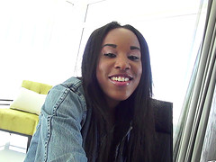 Lovely ebony chick having fun in the backstage - Ashley Pink
