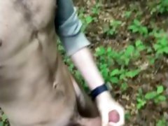 Straight Hairy Stud Orgasms In Forest
