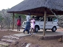 Black dude fucks hot cunt of wild African chick in the middle of the desert