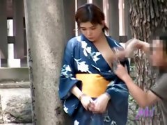 Kinky Japanese boob sharking video showing a sweet girl