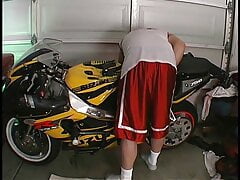 Naughty teen rides cock in the garage