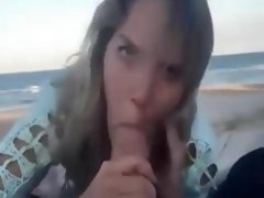 Hot Mom Tease and Blowjob with Cumshot Facial at the Beach
